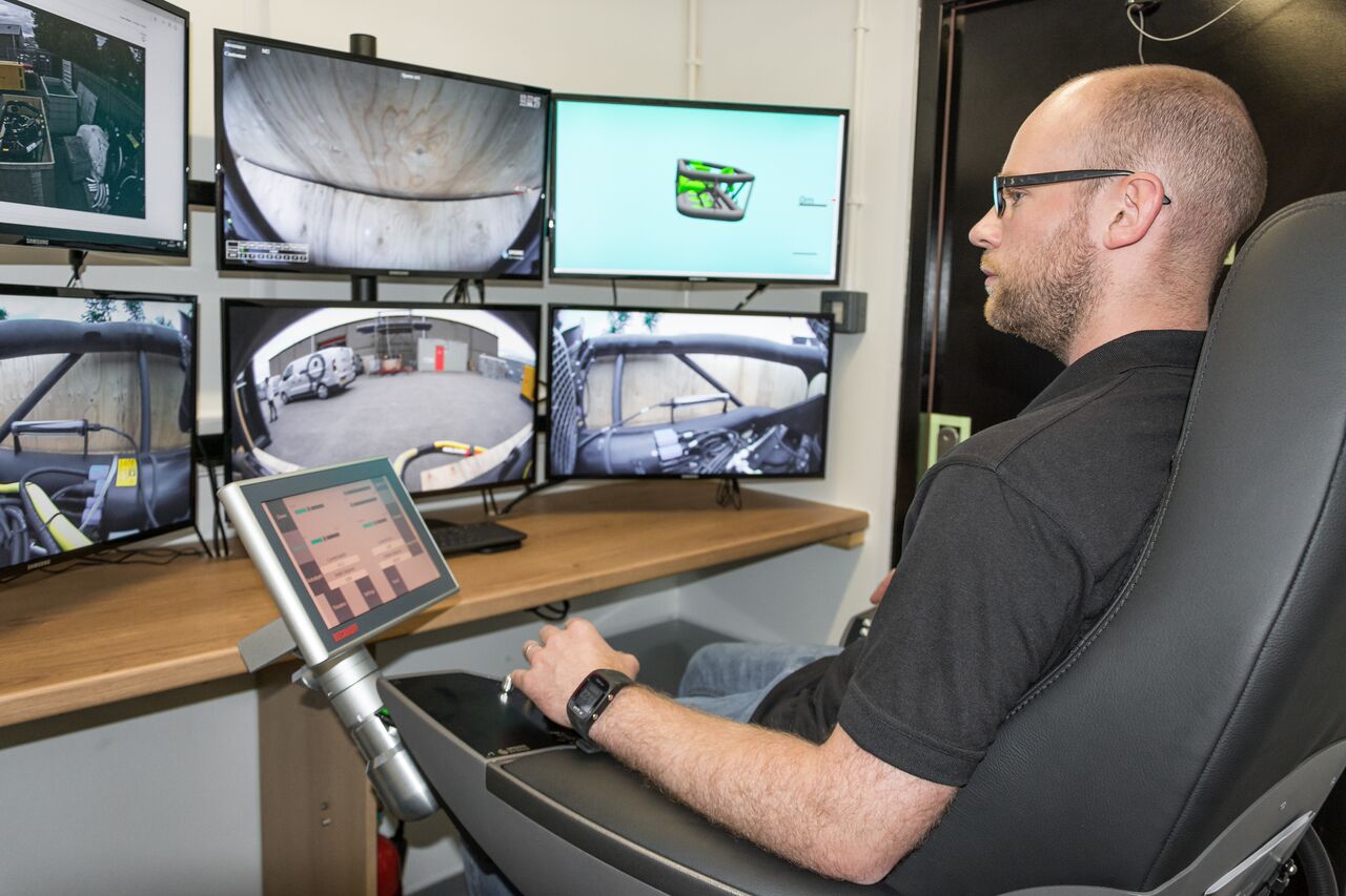 Man operating machinery