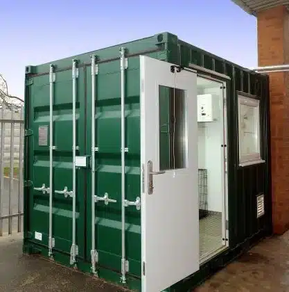 Small green container white door